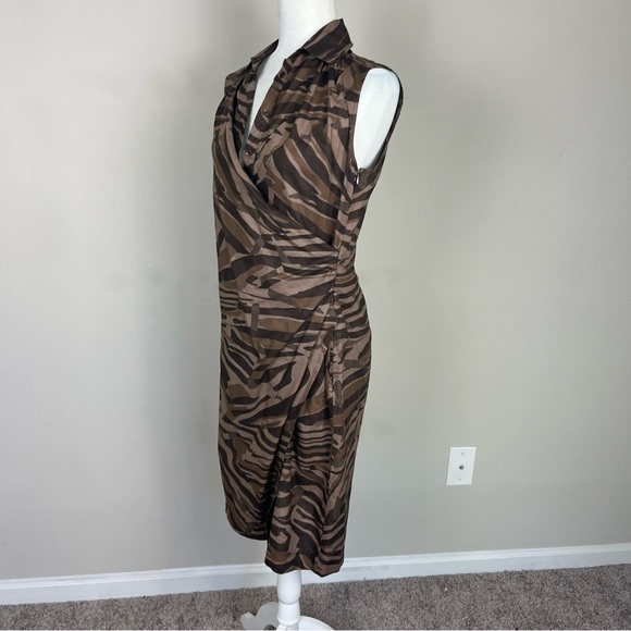 WEEKEND MAXMARA SLEEVELESS VNECK SHIFT DRESS IN BROWN SIZE 8 - Picture 7 of 15